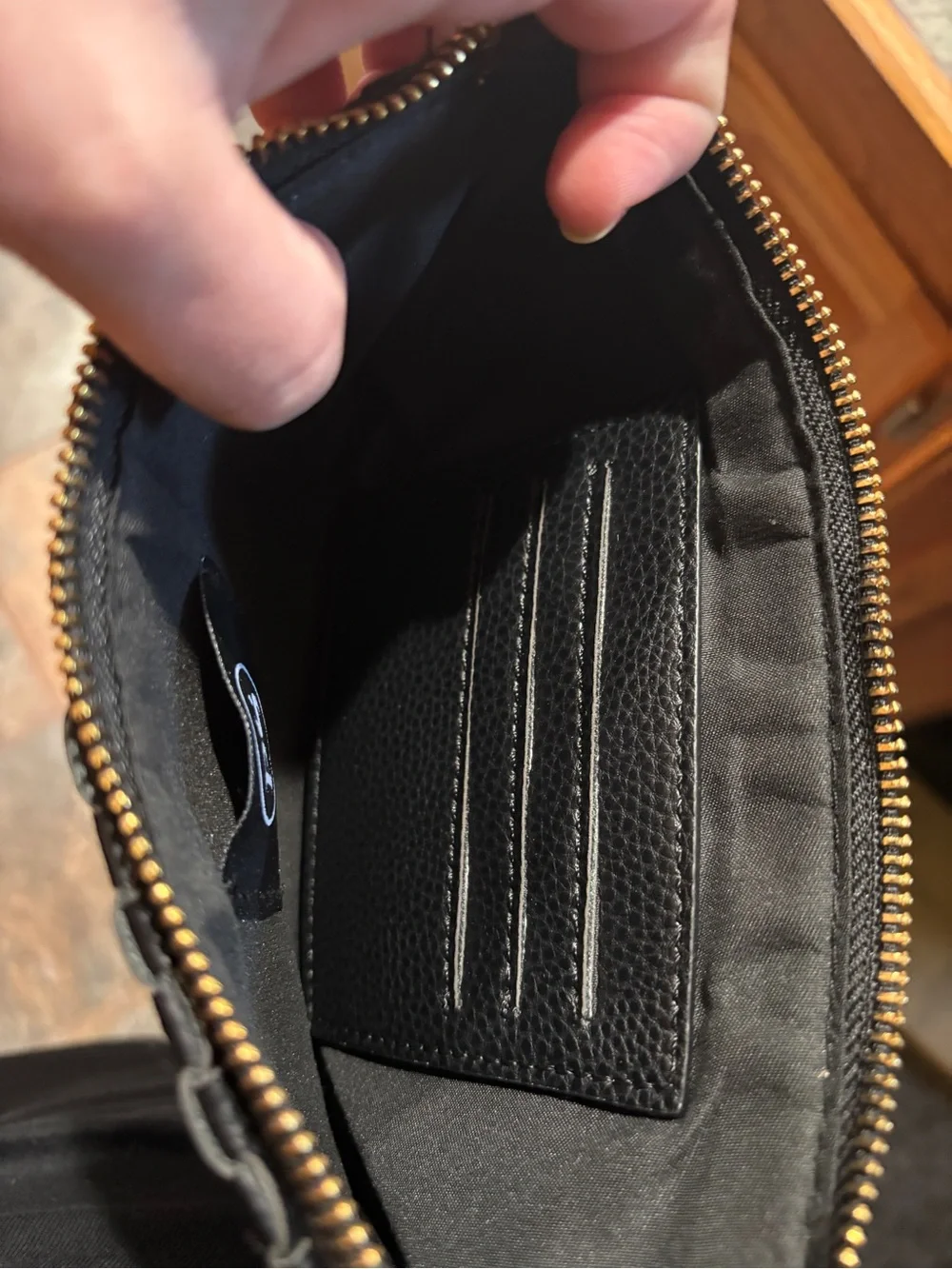 Black Woven Leather Zip Phone Wallet